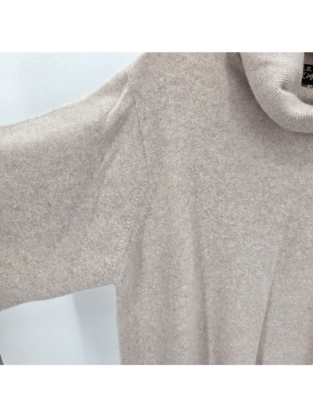 King Deer Cashmere Sweater Womens M Beige Turtleneck Pullover Soft Knit Luxury - Picture 4 of 8
